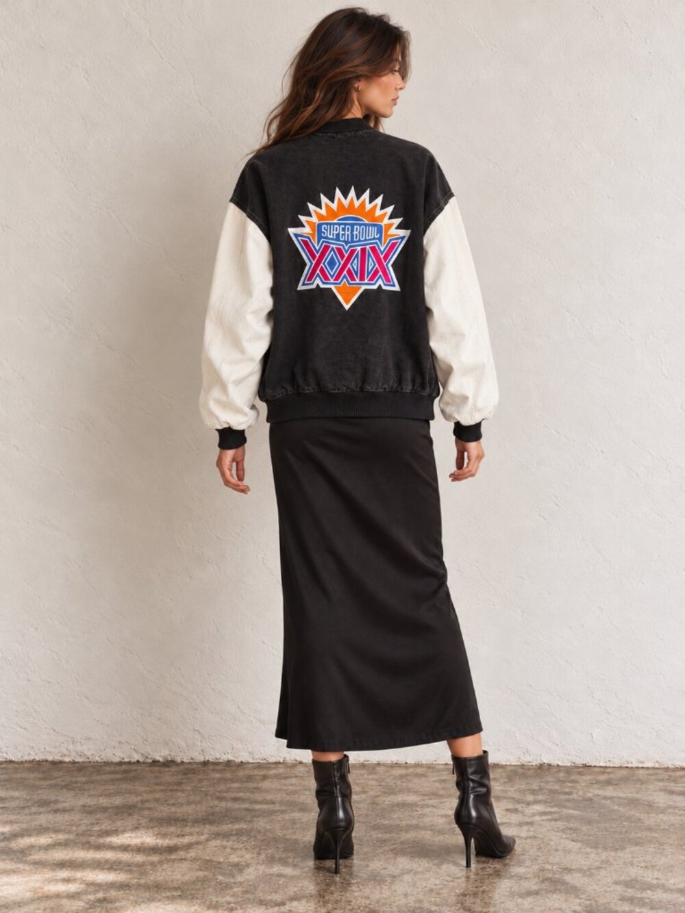 Budweiser Vintage 1995 NFL Black and White Denim Jacket with Patch